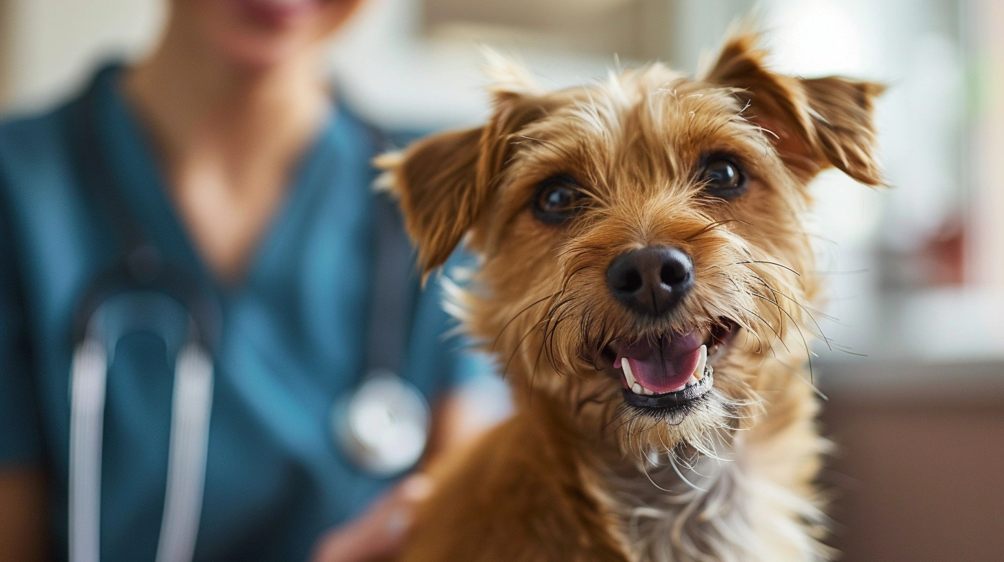 Happy pets at veterinary clinic